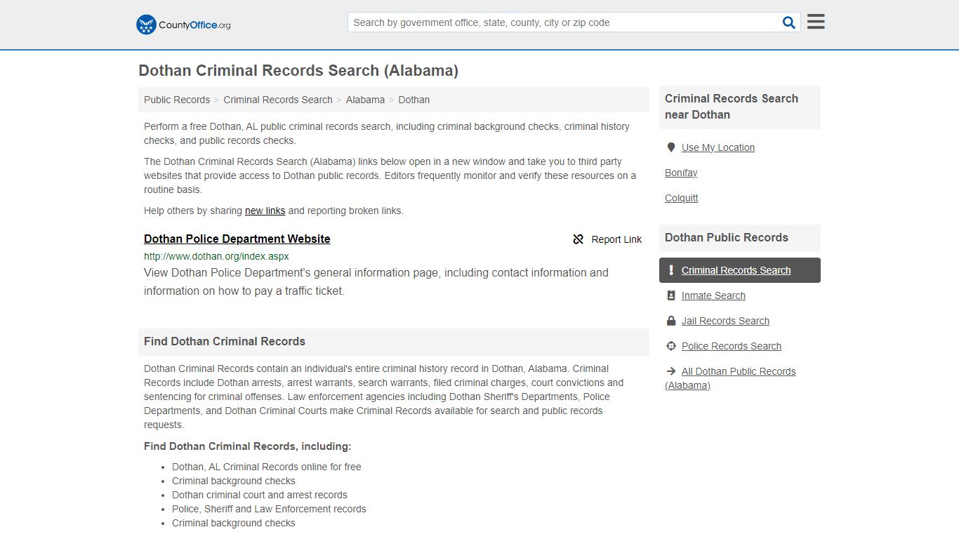 Criminal Records Search - Dothan, AL (Arrests, Jails & Most Wanted Records)