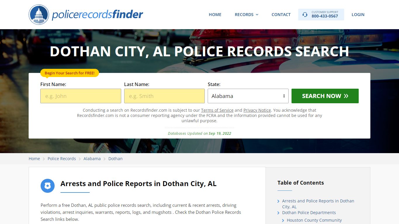 DOTHAN CITY, AL POLICE RECORDS SEARCH - RecordsFinder